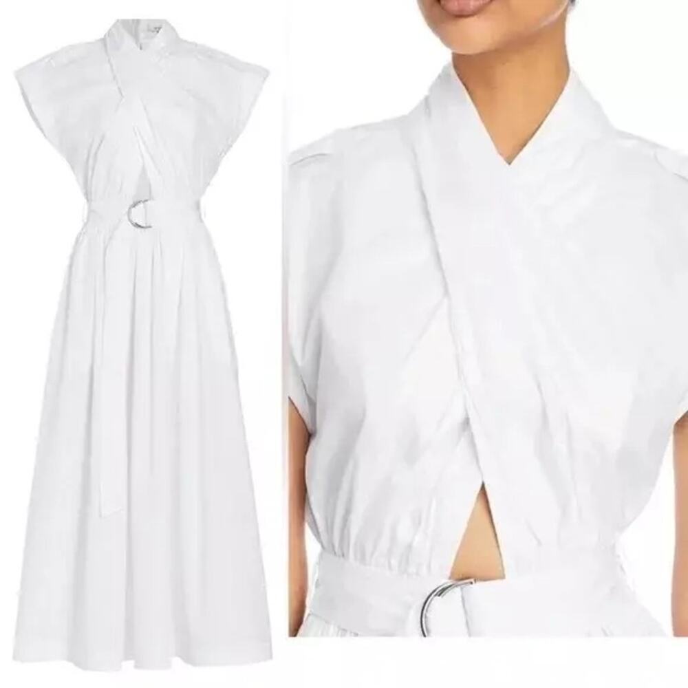 Derek Lam 10 Crosby Celeste Belted Waist Cutout Maxi Dress White Size 2 NWOT - Picture 2 of 13